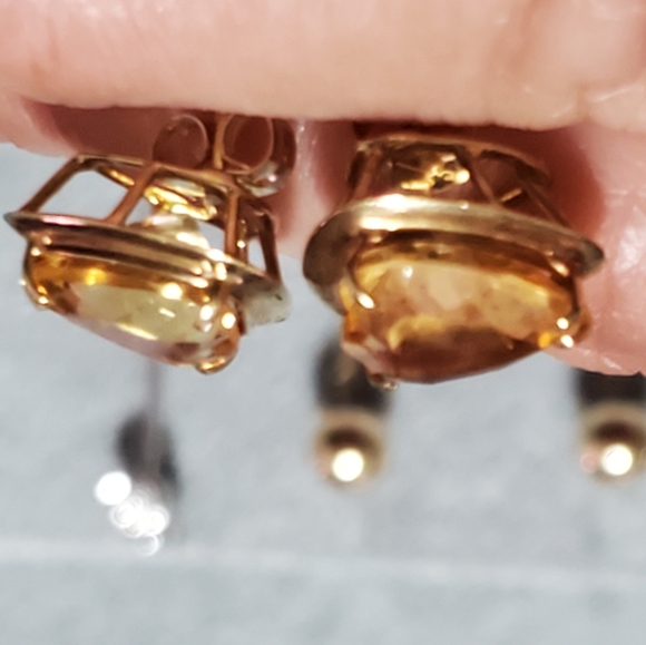 14K Gold Citrine Earrings - Picture 7 of 10